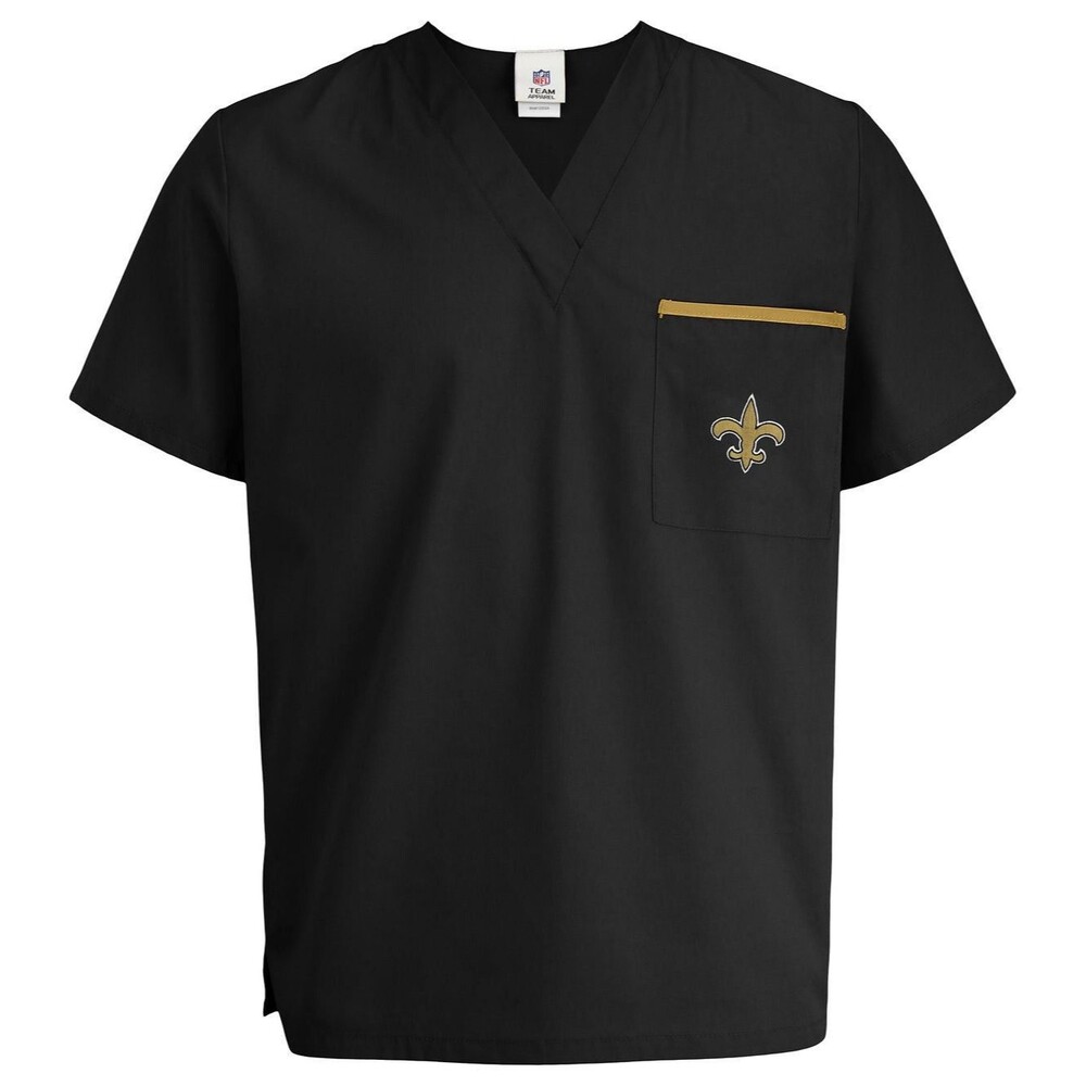 New Orleans Saints NFL Scrub Top Adult L Black NWT Scrub Dudz